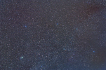 real astrophotography of the star field in the constellation of the charioteer, with the study of dark nebulae and star clusters