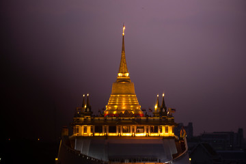 The Golden Mount at Wat Saket, Travel Landmark of Bangkok THAILAND