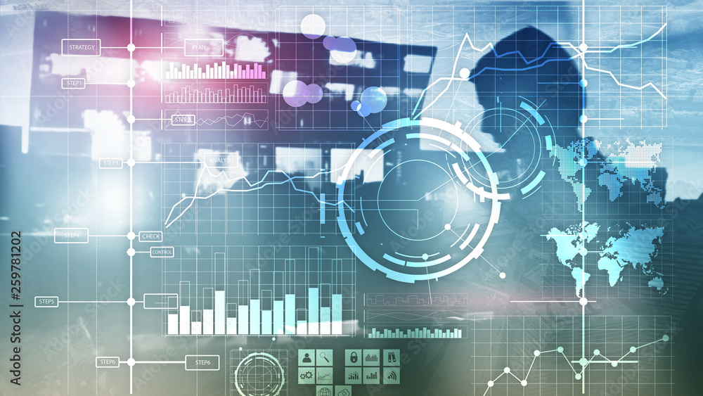 Aufkleber business intelligence bi key performance indicator kpi analysis dashboard transparent blurred backgr