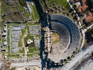 Aerial photo of the Antique Theater. Side, Turkey