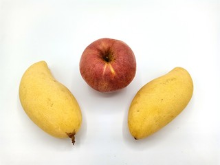Apples and mango are collected from the farm, sold at vegetable shops.2