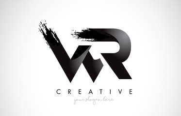 WR Letter Design with Brush Stroke and Modern 3D Look.