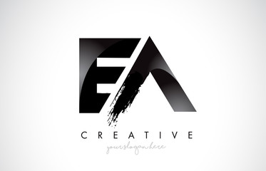 EA Letter Design with Brush Stroke and Modern 3D Look. - obrazy, fototapety, plakaty