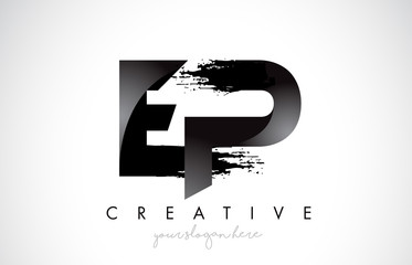EP Letter Design with Brush Stroke and Modern 3D Look.