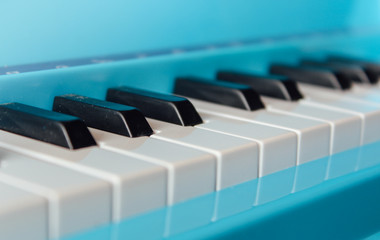 close-up of piano keys. close frontal view