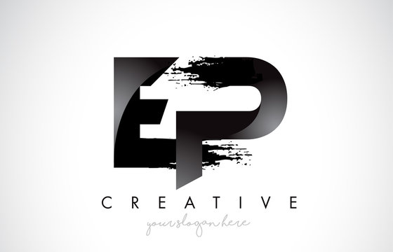 EP Letter Design with Brush Stroke and Modern 3D Look.