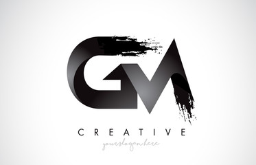GM Letter Design with Brush Stroke and Modern 3D Look.