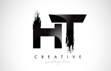 HT Letter Design with Brush Stroke and Modern 3D Look.