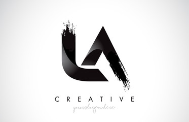 LA Letter Design with Brush Stroke and Modern 3D Look.
