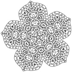 vector and decorative mandala, mix of floral and geometrical shapes and patterns