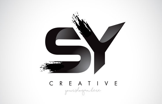SY Letter Design with Brush Stroke and Modern 3D Look.