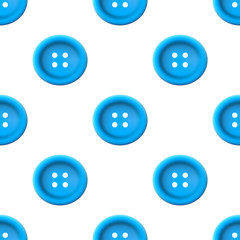 blue Sewing Buttons Seamless Pattern. Vector illustration on white