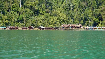 tropical landscape on chiao lan lake in khao sok