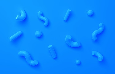 Abstract 3d rendering of composition with random shapes. Modern background design