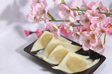 和菓子　八ツ橋と桜の花