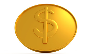 Gold coin with a dollar sign.