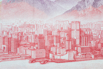 The detail of Hokong banknotes.  Macro 1:1 Photograph.