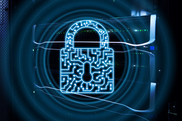 Cyber Security lock icon Information Privacy Data Protection internet and Technology concept.