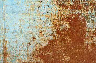 Texture of old rusty metal, painted white which becames orange from rust.