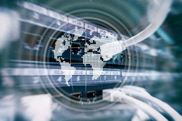 Planet Earth Hologram Globe Global communication World Wide Business concept.