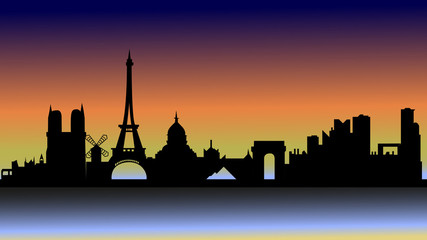 Obraz premium Sunset over Paris in silhouette