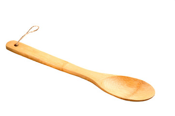 Wooden spoon for cooking on White background isolated
