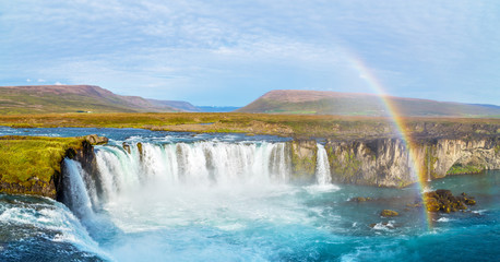 A view of Godafoss, one of most beautiful waterfalls in Iceland