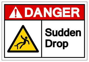 Danger Sudden Drop Symbol Sign, Vector Illustration, Isolated On White Background Label. EPS10