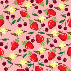 Cherry , strawberry and vanilla pattern