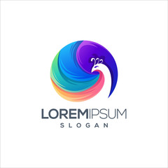 awesome peacock logo design vector