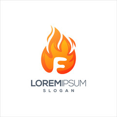 letter F fire logo design vector