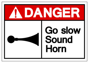 Danger Go Slow Sound Horn Symbol Sign, Vector Illustration, Isolated On White Background Label .EPS10