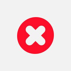 Obraz premium Delete red icon isolated on white background. Vector illustration.