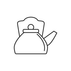 Obraz premium Hot kettle illustration. Kitchen vector outline icon