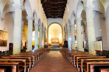 Sansepolcro, Italy. Interiors of catholic church (Cattedrale di San Giovanni Evangelista)