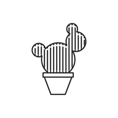Cactus in flower pot illustration. Household vector outline icon 