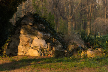 A Pile of Rocks Beautifully Lit by Sunrise