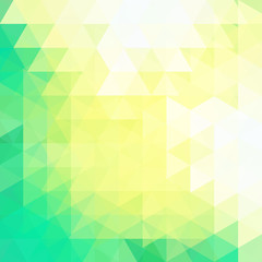 Abstract vector background with green, yellow, white triangles. Geometric vector illustration. Creative design template.