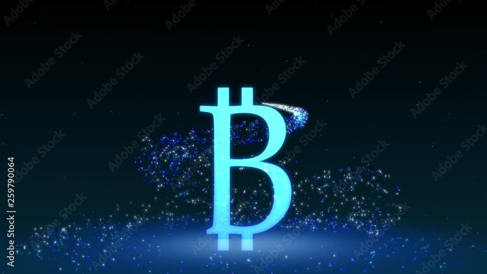 Poster numbers and symbols form a bitcoin sign, blue tint. more symbols and color backgrounds available - c