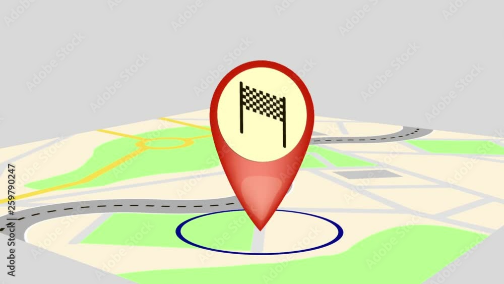 Poster navigation map and finish flag