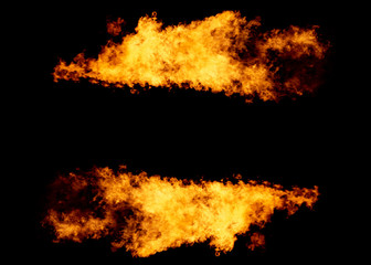 Flame frame isolated on black, copy space
