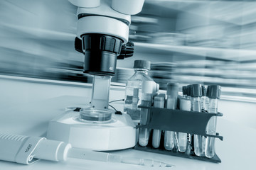 Laboratory microscope with blurred background