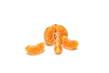 Ripe mandarin fruit on white background