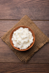 Homemade white Butter or Makhan/Makkhan in Hindi, served in a bowl. selective focus