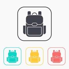Tourist backpack illustration. Adventures vector color icon set