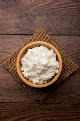 Homemade white Butter or Makhan/Makkhan in Hindi, served in a bowl. selective focus