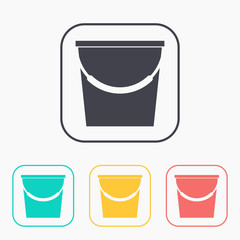Bucket illustration. Floor washing vector color icon set