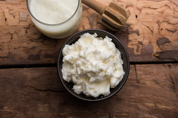 Homemade white Butter or Makhan/Makkhan in Hindi, served in a bowl. selective focus