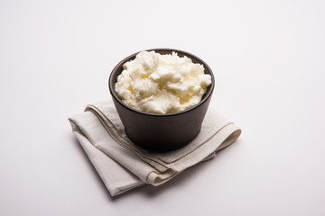 Homemade white Butter or Makhan/Makkhan in Hindi, served in a bowl. selective focus