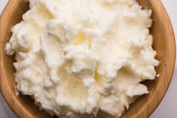 Homemade white Butter or Makhan/Makkhan in Hindi, served in a bowl. selective focus